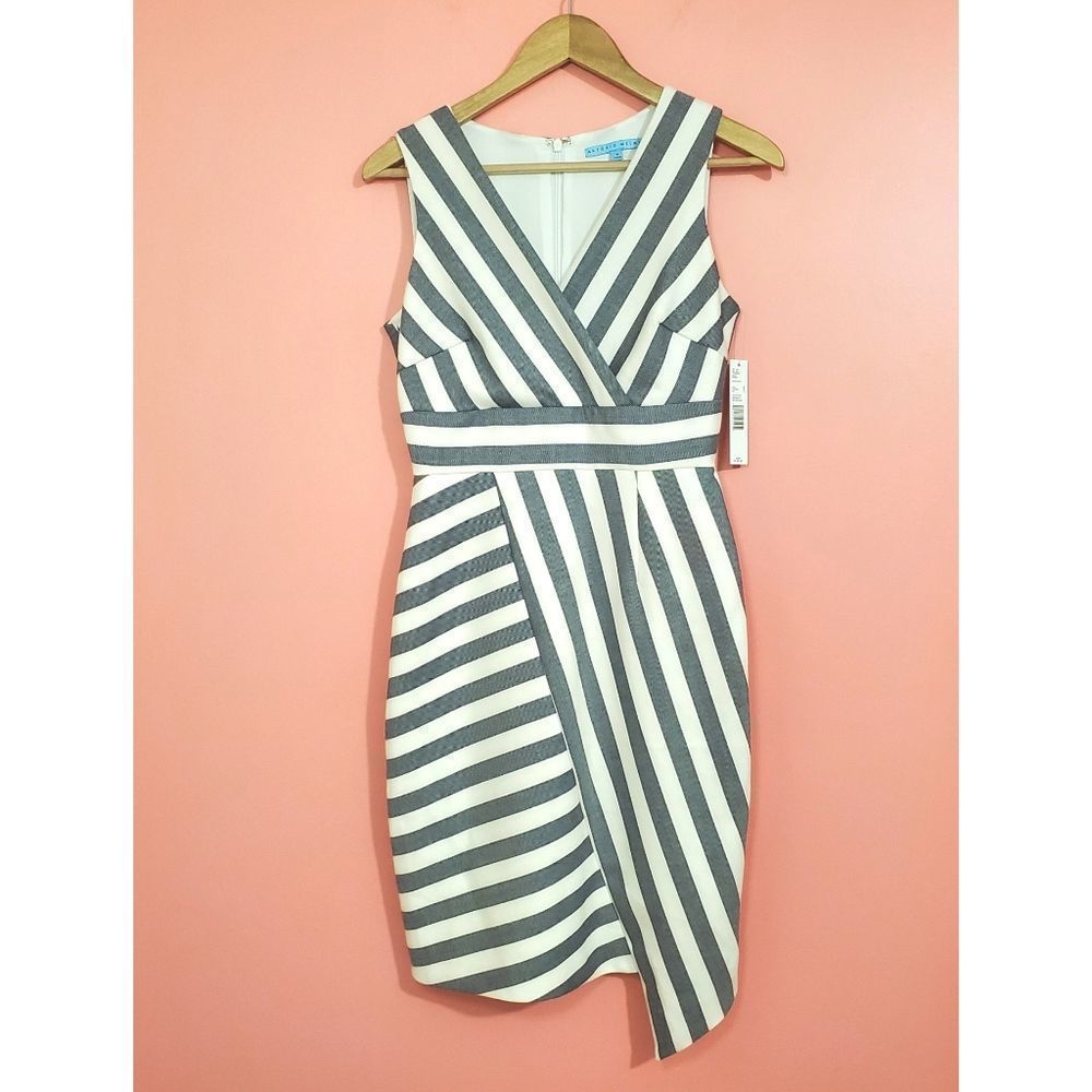 NWT Antonio Melani Dillard's Navy and White Striped Sally Sleeveless Dress